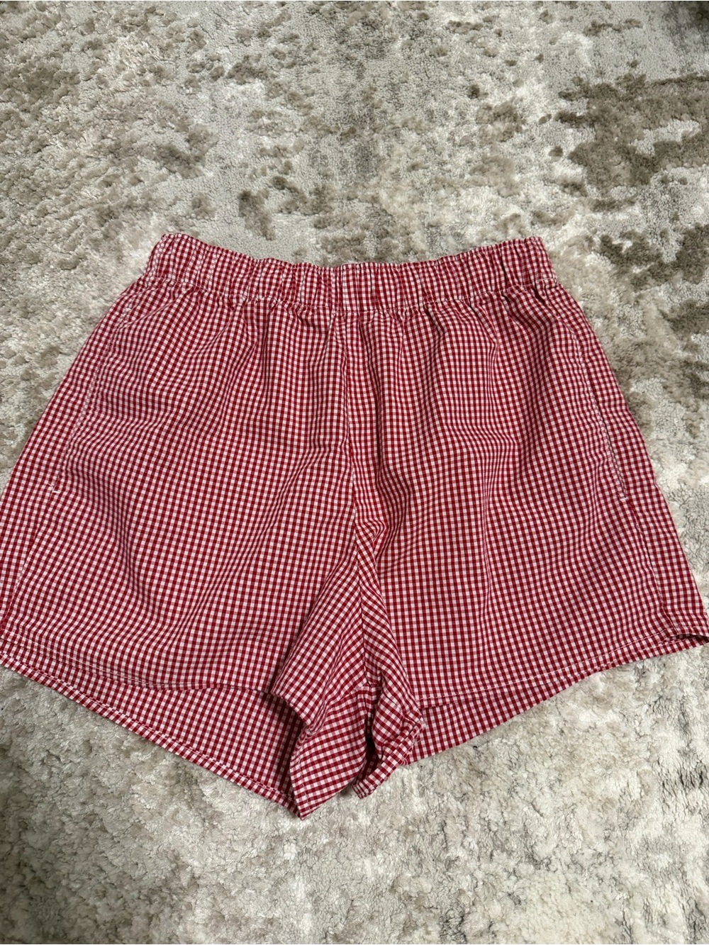 Hollister Red and White Gingham Elastic Waist Shorts
